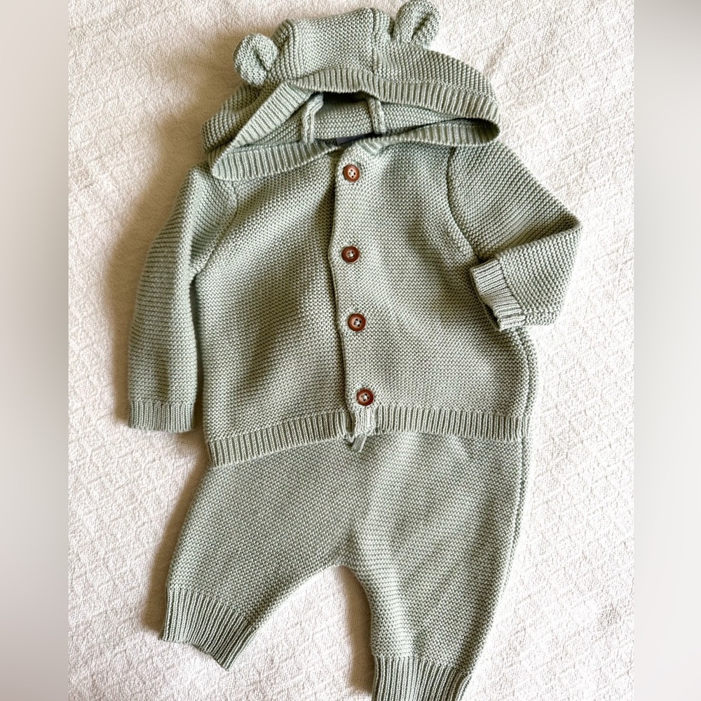 Carter's Just One You®Baby Boys' Bear Ears Top & Bottom Set-Sage Green, 3 months